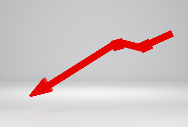 3d渲染，白色背景上的红色商业3d箭头，商业概念，失败的业务，失败的业务销售，不成功的业务。图片下载