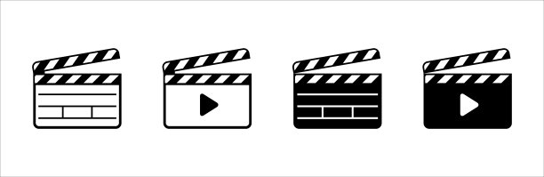 护墙板图标集。打开电影拍摄板矢量。电影电影院的标志。矢量股票插图。图片下载