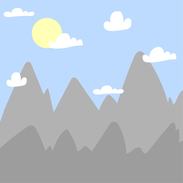 卡通山太阳云。太空旅行。旅行游戏背景。矢量插图。图片下载