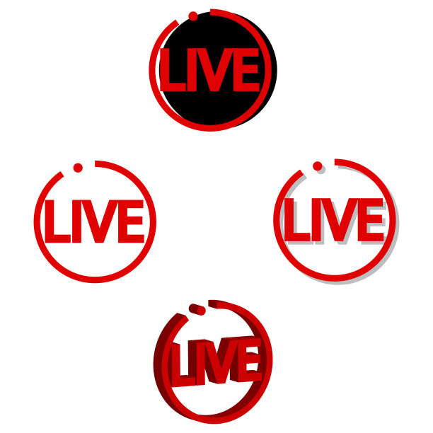 带有红色横幅的模板活。社交媒体标志图标。玩的迹象。玩在线。矢量插图。图片下载