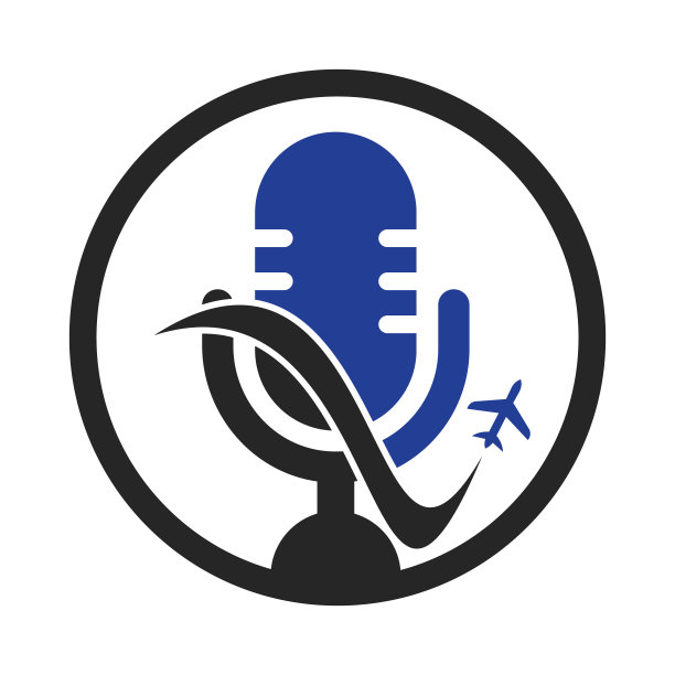 旅行播客矢量标志设计模板。图片下载