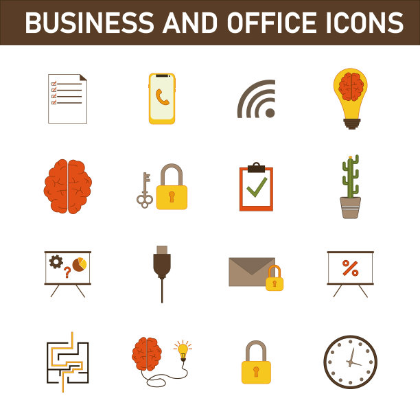 一套扁平的商业图标图片下载