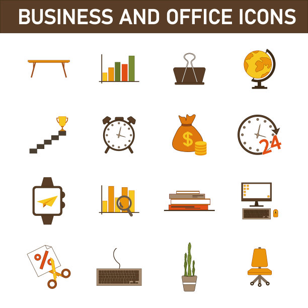 一套扁平的商业图标图片下载