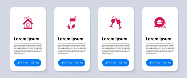 圣诞套装圣诞老人帽子，香槟杯，袜子和快乐的房子。业务信息图模板。向量图片下载