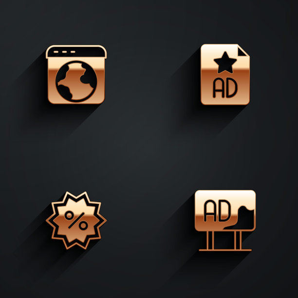 设置全球范围内，广告，折扣百分比标签和图标与长阴影。向量图片下载