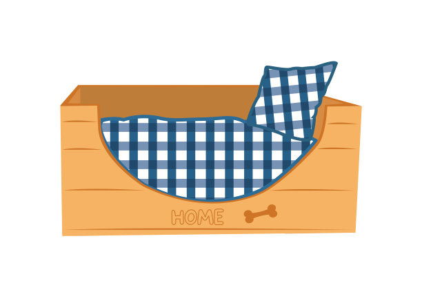 白色背景的狗狗专用木沙发图片下载