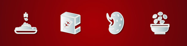 设置种子，面粉包，种子在碗图标。向量图片下载