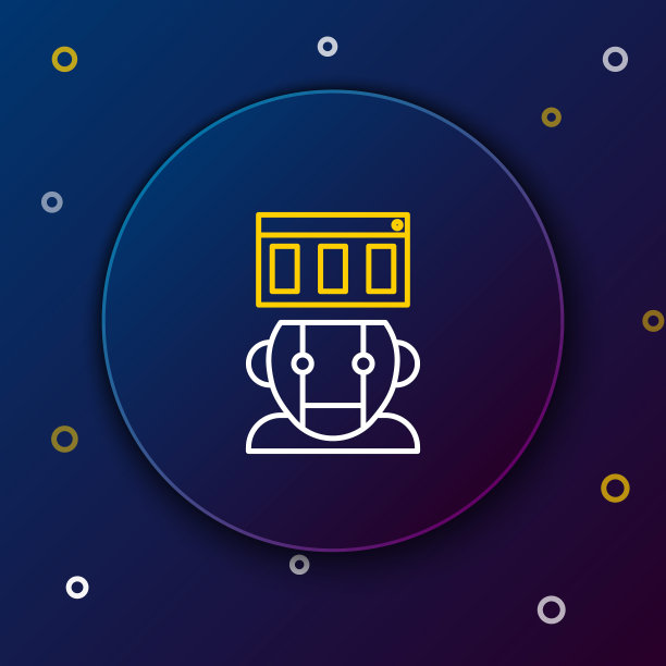 线机器人图标隔离在蓝色背景上。彩色轮廓概念。向量图片下载