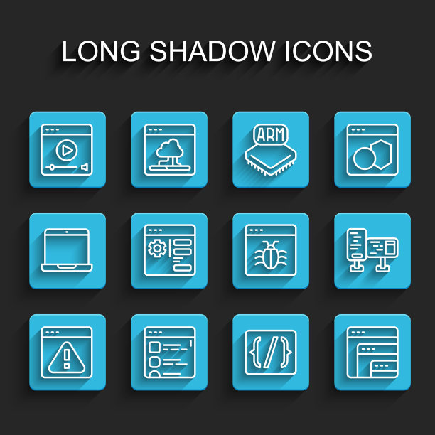 设置行浏览器与感叹号，文件，在线播放视频，编程语言语法，软件，设置，计算机显示器屏幕和系统错误图标。向量图片下载