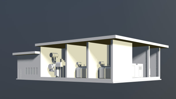 工业建筑的三维插图图片下载
