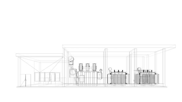 工业建筑的三维插图图片下载