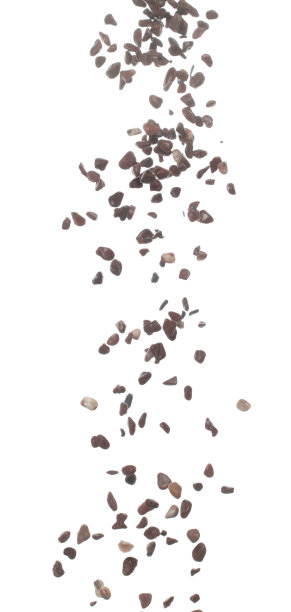 鱼缸装饰石石碎石飞爆坠，红石石爆抽象云飞，空中飞溅为地面。白色背景隔离高速快门定格拍摄图片下载