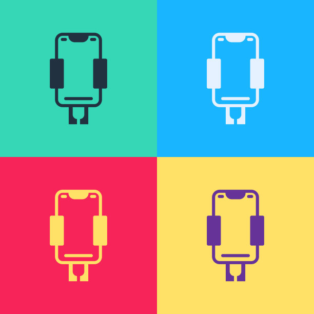 波普艺术手机支架图标孤立的颜色图片下载