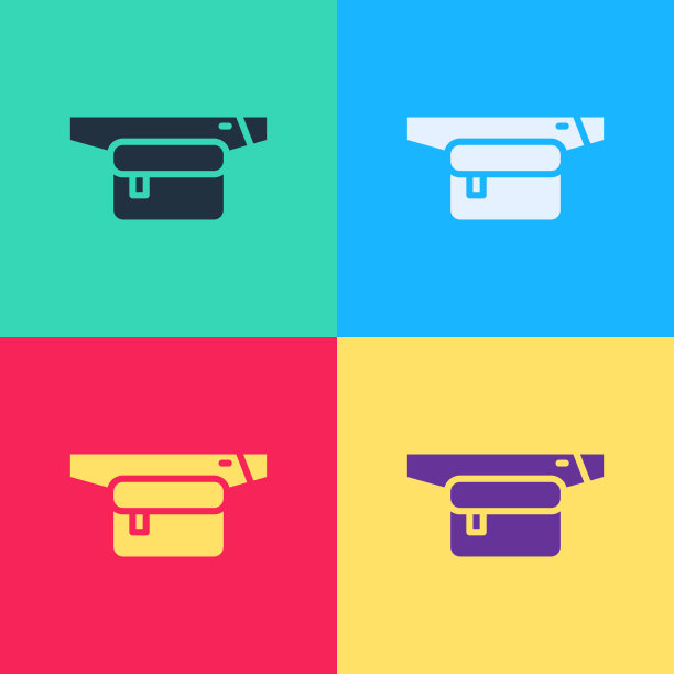 波普艺术腰部包的香蕉图标隔离上的颜色图片下载