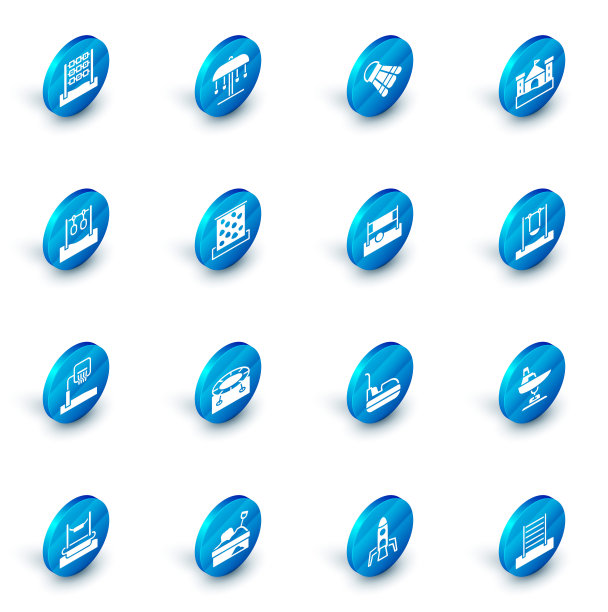 设有景点旋转木马、羽毛球羽毛球、沙堡、体操吊环、篮球篮板、攀岩墙、秋千、排球网及图标。向量图片下载