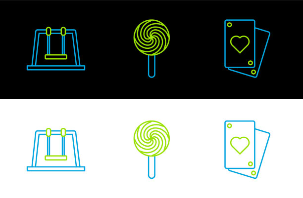 设置行扑克牌摆动和棒棒糖图标图片下载