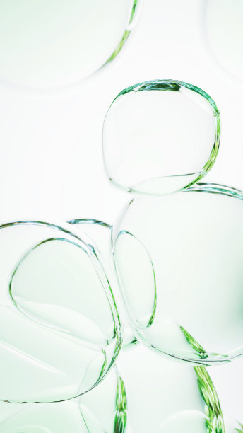 干净的绿色气泡，3D渲染漂亮的抽象背景垂直图片下载