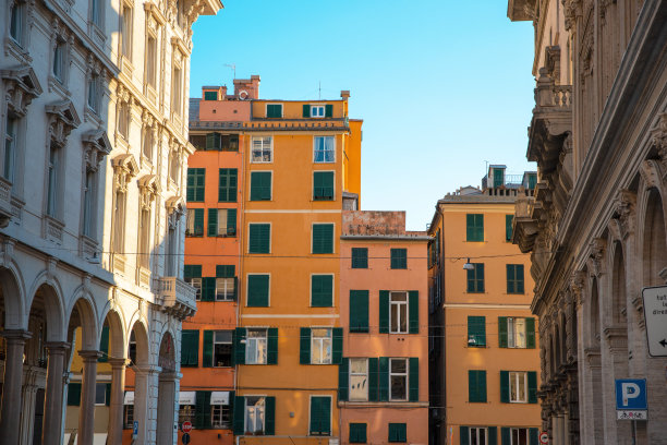 热那亚建筑的颜色图片下载