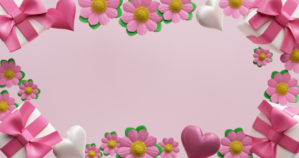 母亲节庆祝，情人节结婚生日。帧3D渲染。图片下载