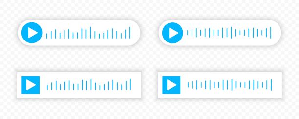 语音消息。语音留言按钮。音频波插图。音频聊天图标。平矢量语音声波。向量图片下载