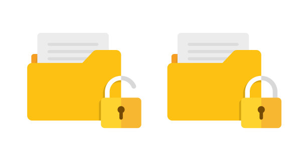 文件夹与锁定矢量图标。固定纸质文件。图片下载