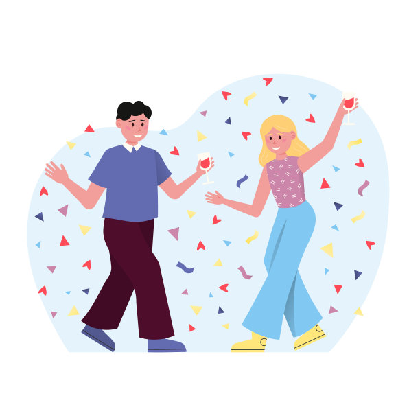 卡通人物的年轻夫妇在一起快乐图片下载