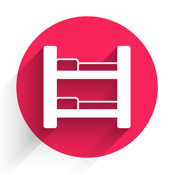 白色的酒店房间床图标孤立与长图片下载