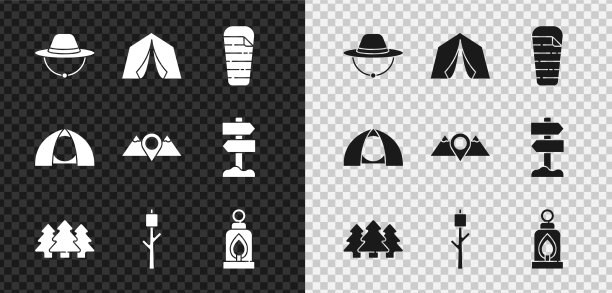 套装露营帽旅游帐篷睡袋图片下载