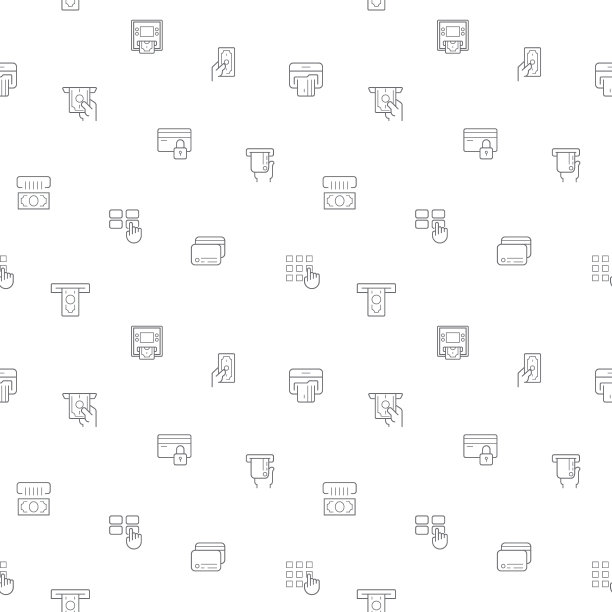 无缝模式与白色背景上的atm图标。图片下载