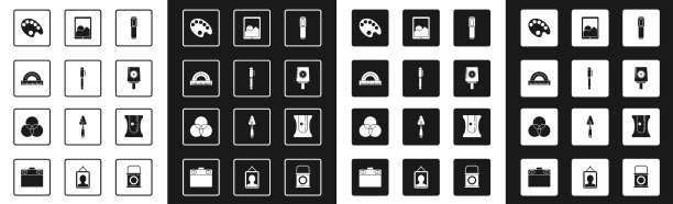 设置记号笔钢笔量角器调色板喷雾图片下载