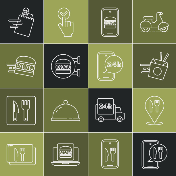 设线上订餐及送餐咖啡厅图片下载