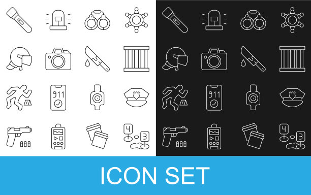 用警用帽设置犯罪现场的线标记图片下载