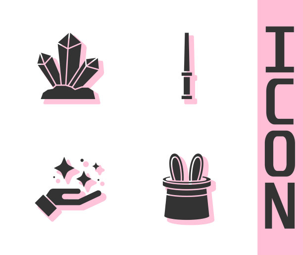 魔术师帽子和兔子耳朵的石头闪闪发光图片下载