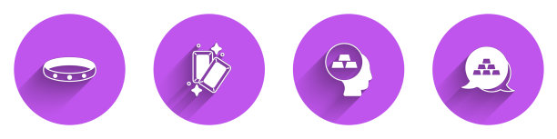 设置金戒指条和图标与长阴影图片下载