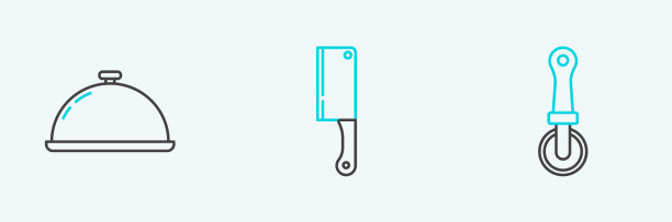 设置线披萨刀覆盖的托盘食物图片下载