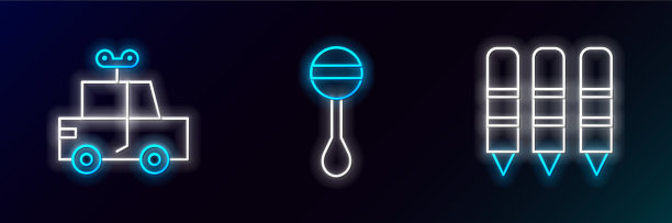 设置线蜡笔画玩具车和图片下载