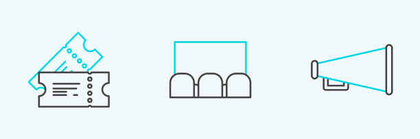 设置线扩音器电影票和图标图片下载