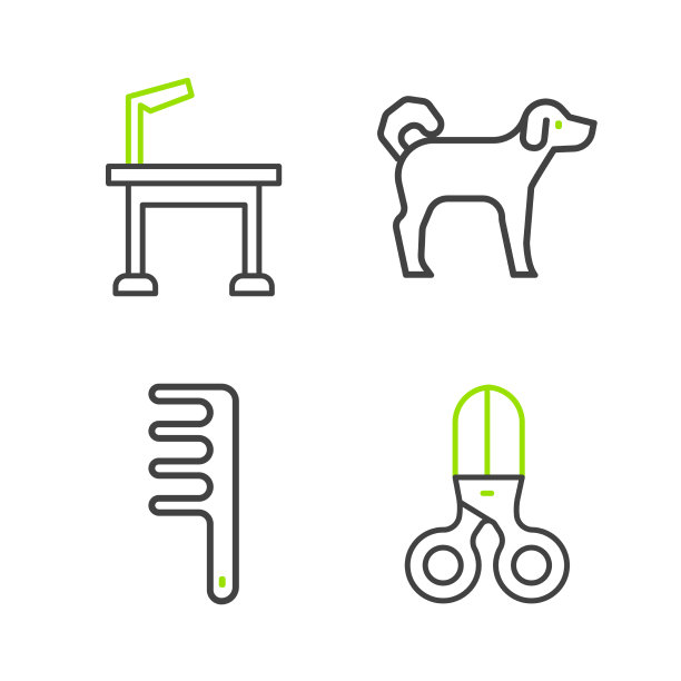 设线剪刀理发师头发刷狗图片下载