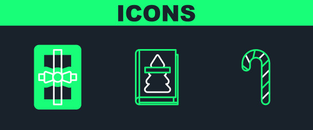 集线圣诞糖果拐杖与条纹礼物图片下载