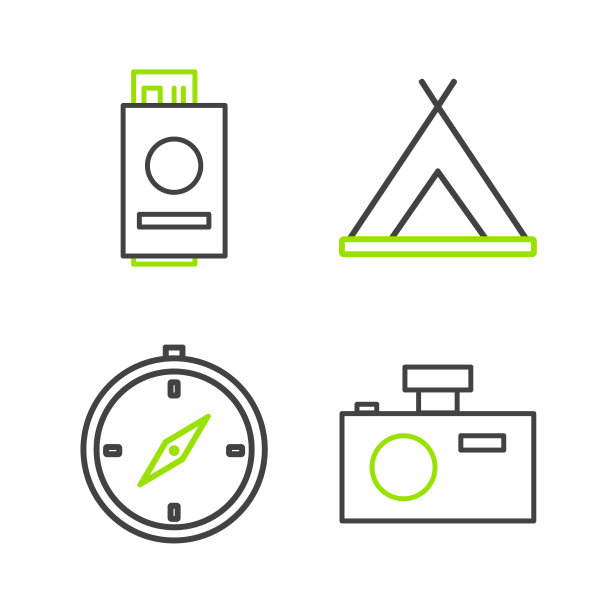 集行照相相机指南针旅游帐篷和图片下载