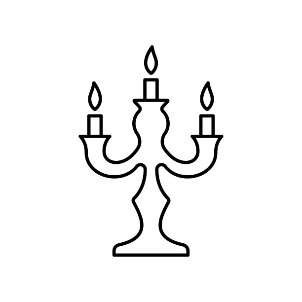 烛台矢量图标。白底烛台上的三支蜡烛。图片下载