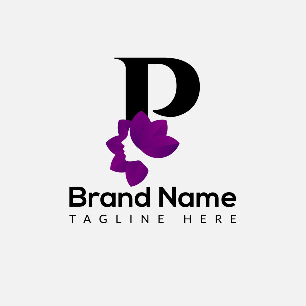 字母P模板上的美女标志。Beauty On P Letter, Initial Fashion and Beauty Sign Concept图片下载