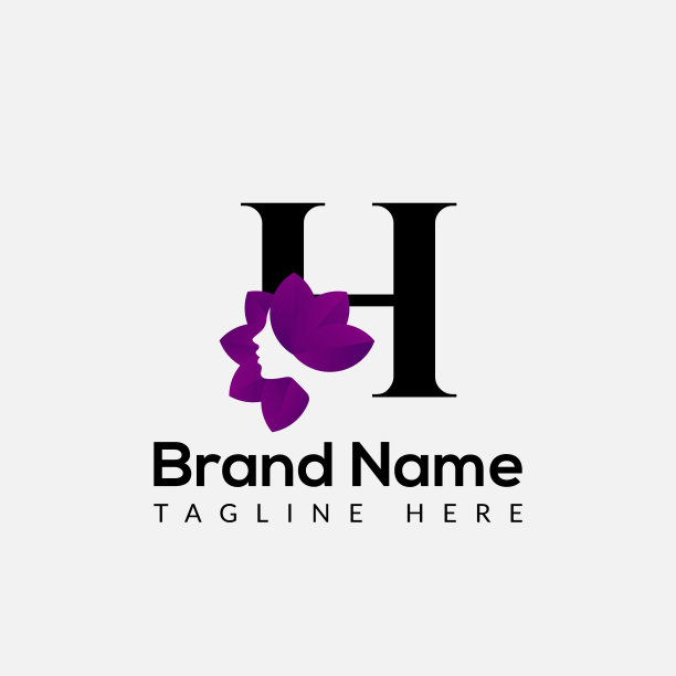字母H模板上的美丽标志。H字母上的美，最初的时尚和美标志概念图片下载