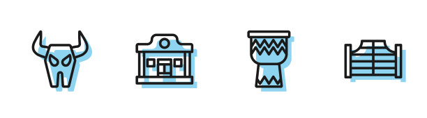 集线鼓水牛头骨，狂野西部沙龙和图片下载