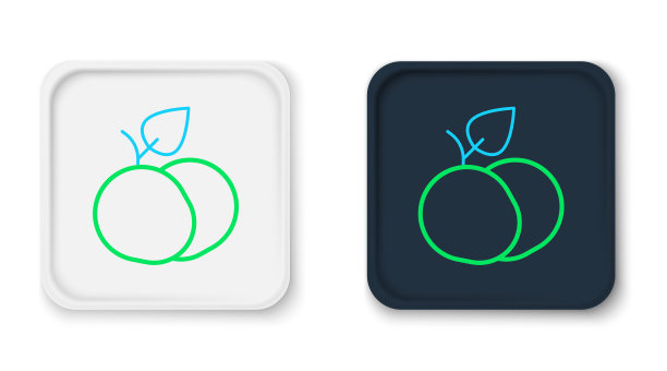 线条芒果水果图标孤立在白色背景上。彩色轮廓概念。向量图片下载