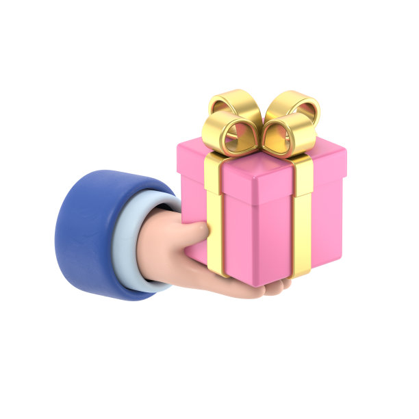 卡通手势图标模型。3d图标礼物在手。卡通抱臂手势，白底3D渲染。图片下载