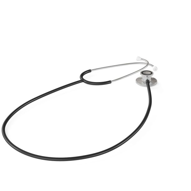 听诊器放在白色表面上，三维渲染图片下载