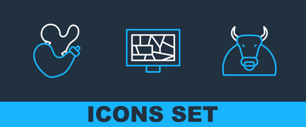 集线公牛，西班牙酒皮和图片艺术图标。向量图片下载