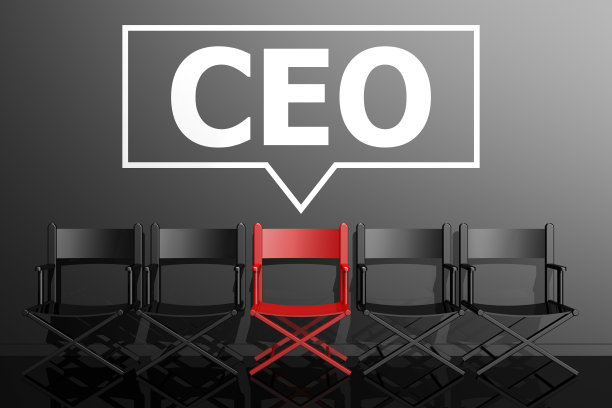 椅子的3D渲染与突出的CEO红色椅子在黑暗的背景图片下载