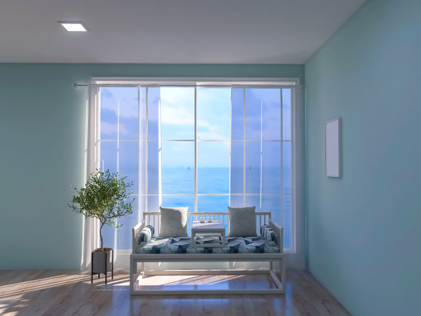 漂亮的房间室内3d渲染，3d插画装饰图片下载